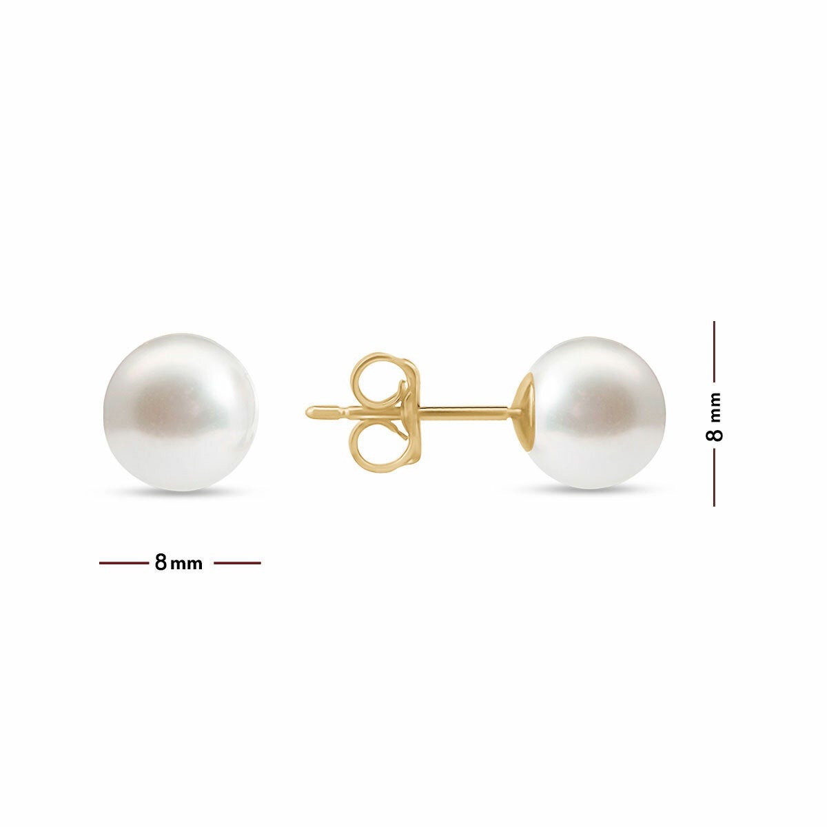 8-8.5mm Cultured Freshwater White Pearl Earrings, 14ct Yellow Gold 8-8.5mm Cultured Freshwater White Pearl Earrings, 14ct Yellow Gold