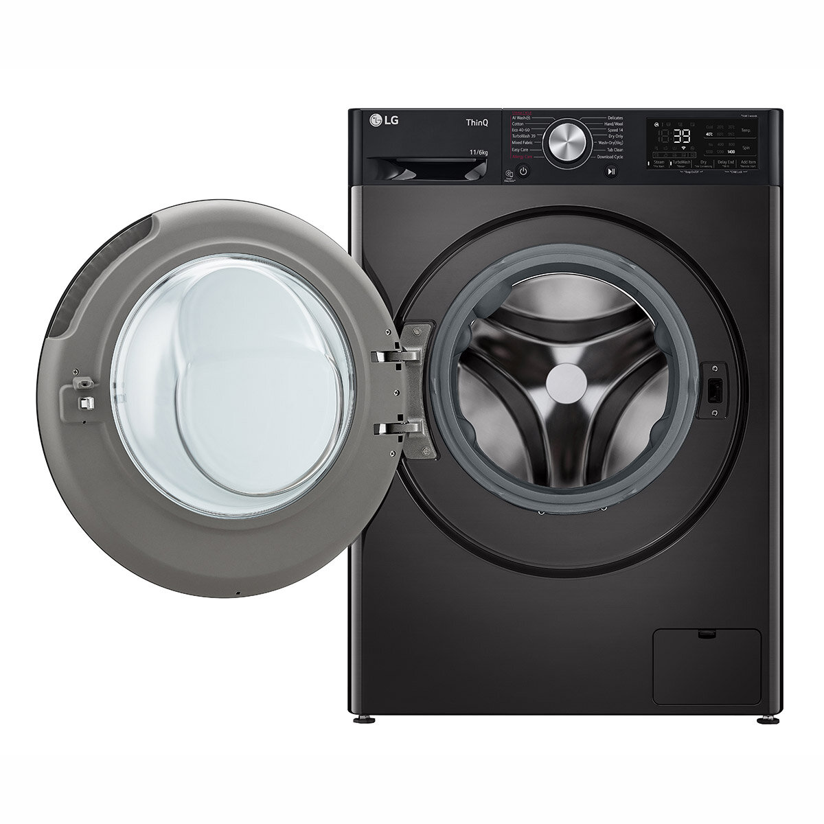 Open LG FWY916BBTN1 11/6kg Washer Dryer, D Rated in Black