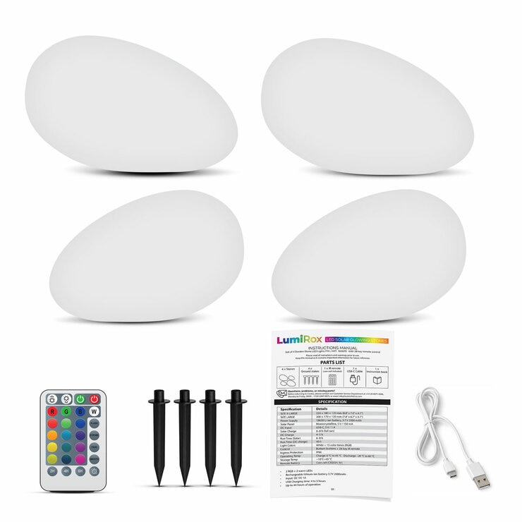 LED Solar Glowing Stones (4 pack)