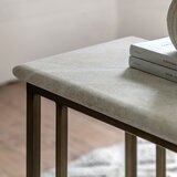Gallery Moderna White Faux Travertine Sofa Table