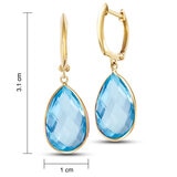 Blue Topaz Earrings, 14ct Yellow Gold