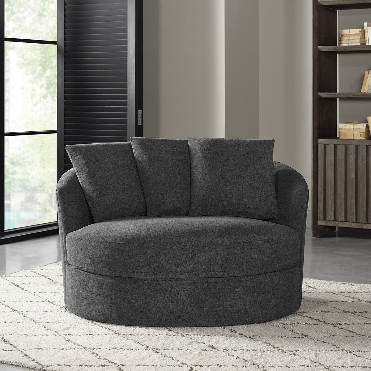 Lifestyle Image of Thomasville Dark Grey Swivel Chair