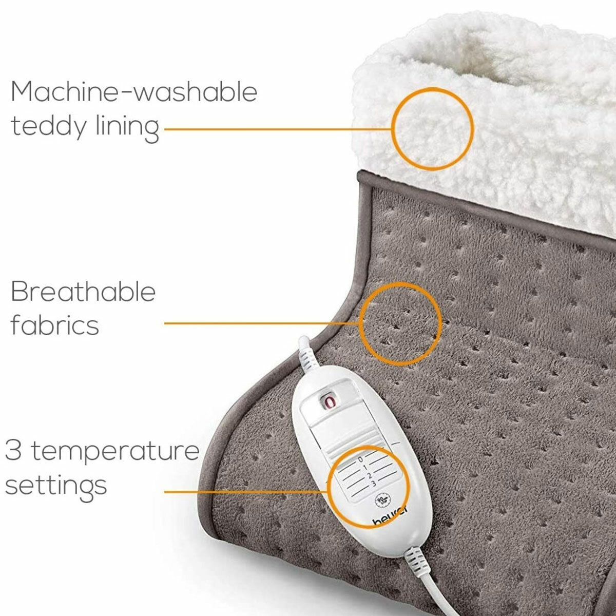 Beurer FW20 Cosy Electric Heated Foot Warmer, Taupe Beurer FW20 Cosy Electric Heated Foot Warmer, Taupe