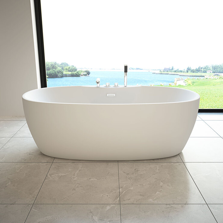Platinum Spas Lille Freestanding Modern Bath with Tap and Handshower
