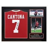 Eric Cantona Signed Framed Manchester United Football Shirt