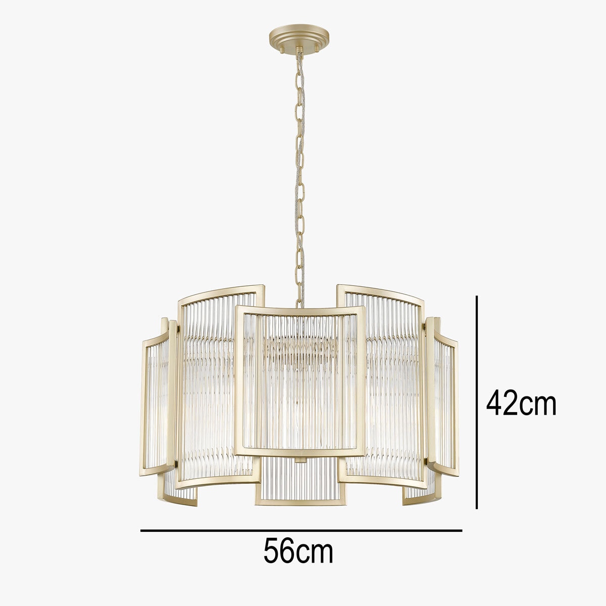 Dimensions Impex Chicago 5 Light Ceiling Pendant In Matt Gold