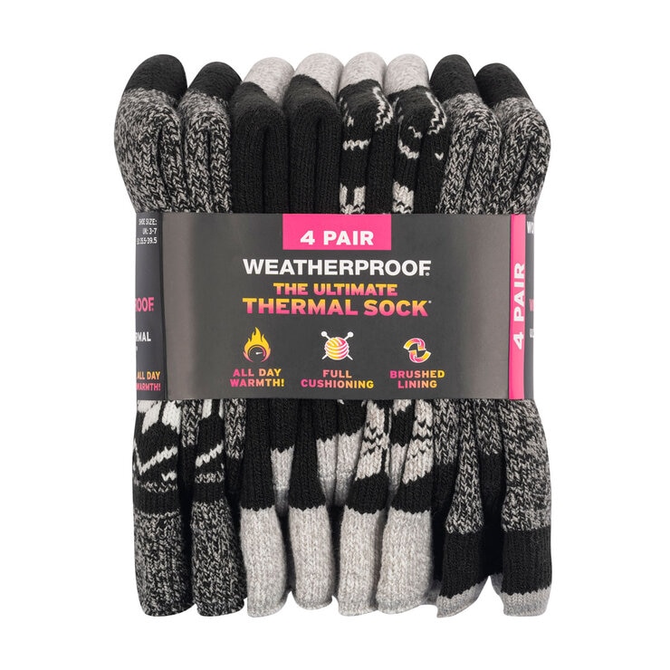 Weatherproof Ladies Thermal Sock 4 Pack in Black