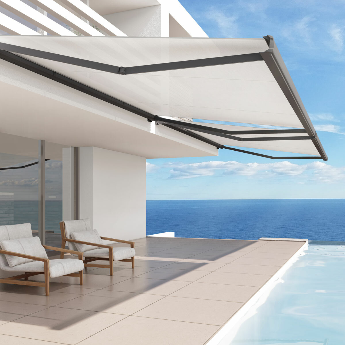 Olympus Awnings Athena Outdoor Patio Awning up to 2.5m Projection, Fully Installed