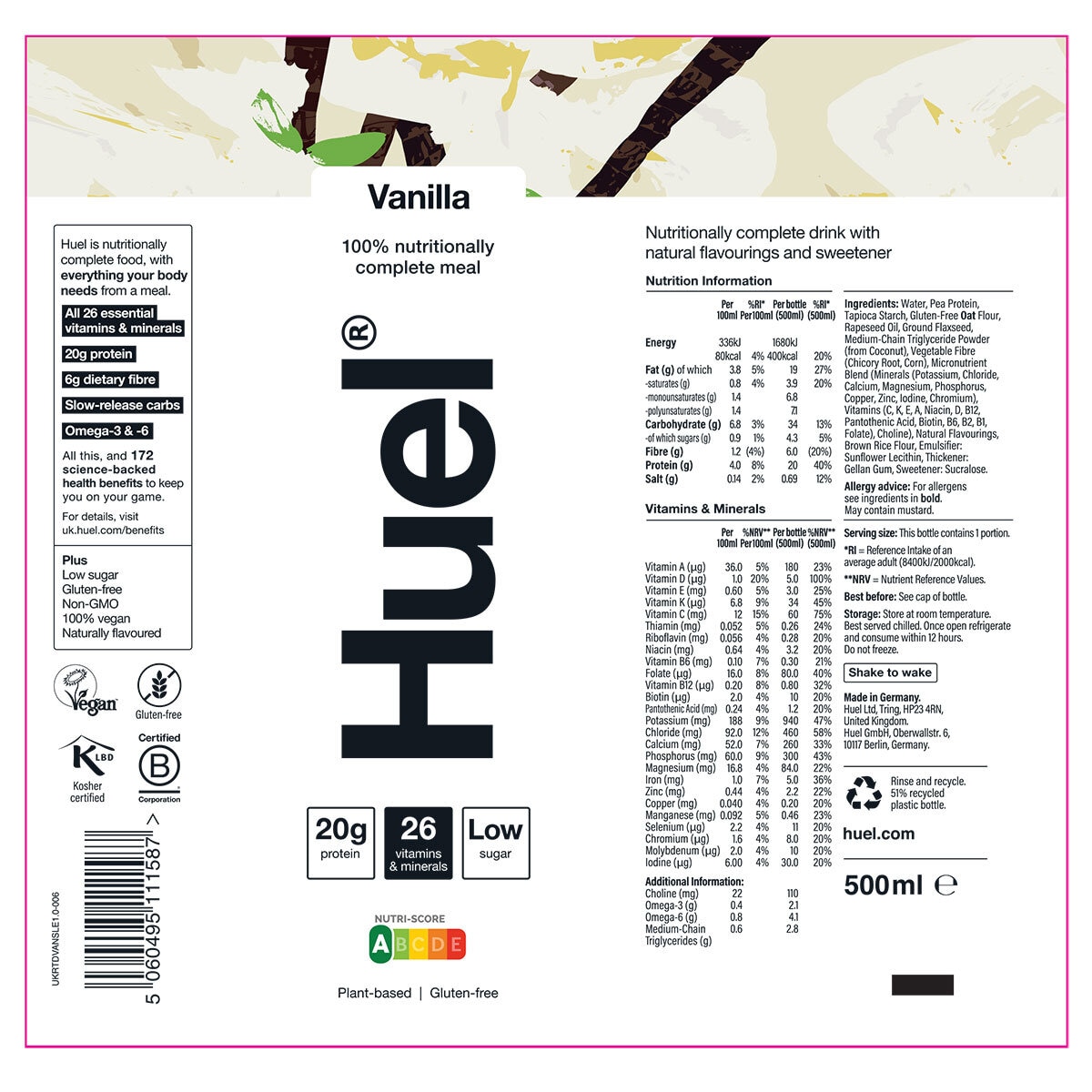 Huel Complete Meal Drink Vanilla, 8 x 500ml