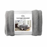 Safdie Faux Rabbit Fur Grey Blanket, 234 x 249 cm Safdie Faux Rabbit Fur Grey Blanket, 234 x 249 cm