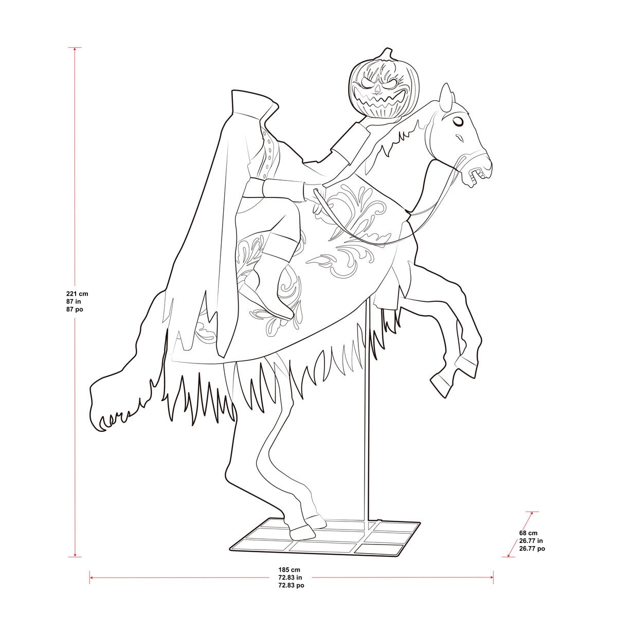 Halloween 7ft Headless Horseman dimensions