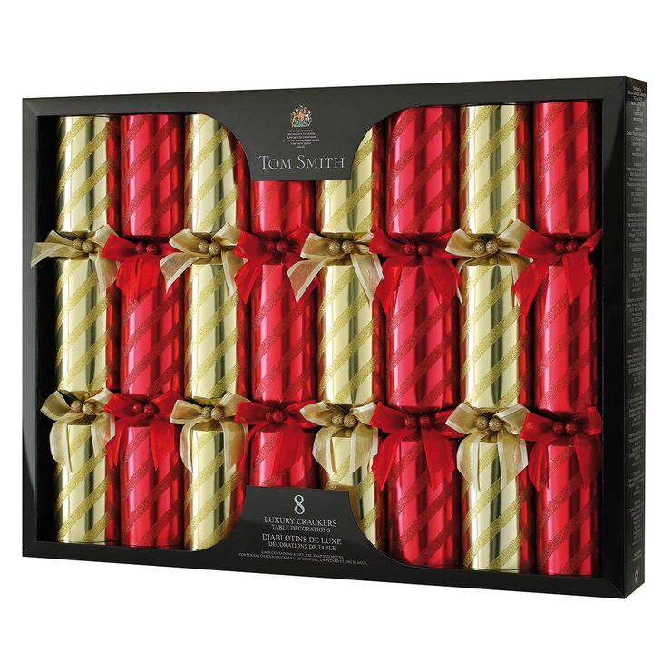 Tom Smith 14" (36cm) Deluxe Christmas Cracker 8 Pack in Red and Gold Costco UK
