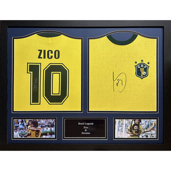 Zico & Sócrates Double Signed Framed Brazil Shirts 478072