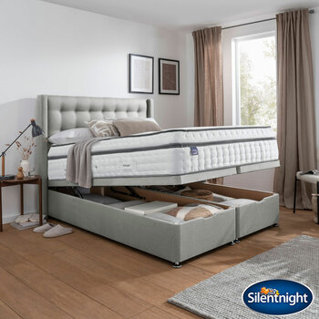 Silentnight Full Ottoman Divan Base with Bloomsbury Headboard in 4 Colours & 3 Sizes