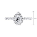 0.76ctw Pear & Round Brilliant Cut Diamond Halo Ring, 18ct White Gold