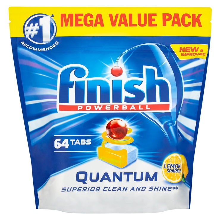 Finish Powerball Quantum Max Lemon Dishwasher Tabs, 2 x 64 Pack Costco UK