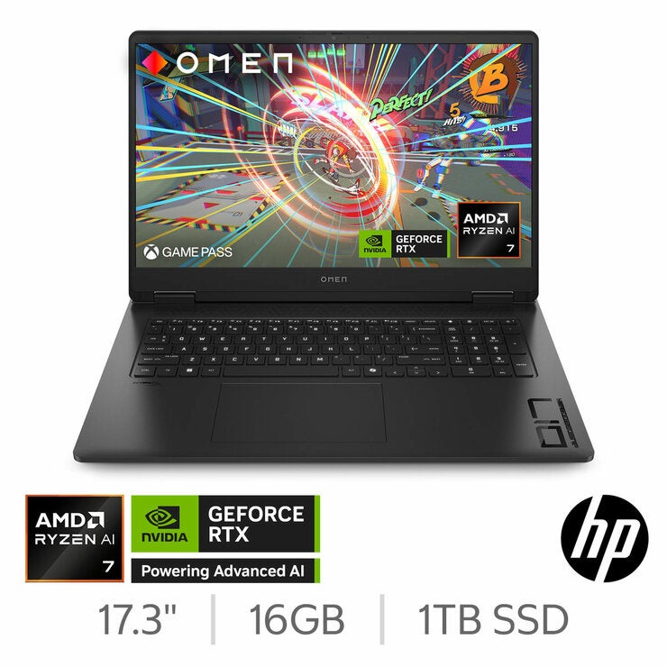 HP OMEN, AMD Ryzen AI 7, 16GB RAM, 1TB SSD, NVIDIA GeForce RTX 5060, 17.3 inch Gaming Laptop, 17-db1000na HP OMEN, AMD Ryzen AI 7, 16GB RAM, 1TB SSD, NVIDIA GeForce RTX 5060, 17.3 inch Gaming Laptop, 17-db1000na