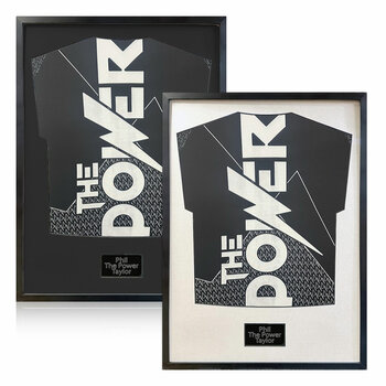 Phil Taylor Signed Framed Darts Shirt in 2 Options: White or Black Mount