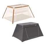 Tutti Bambini CoZee Go Day & Night Travel Cot Bundle, Walnut & Ecru
