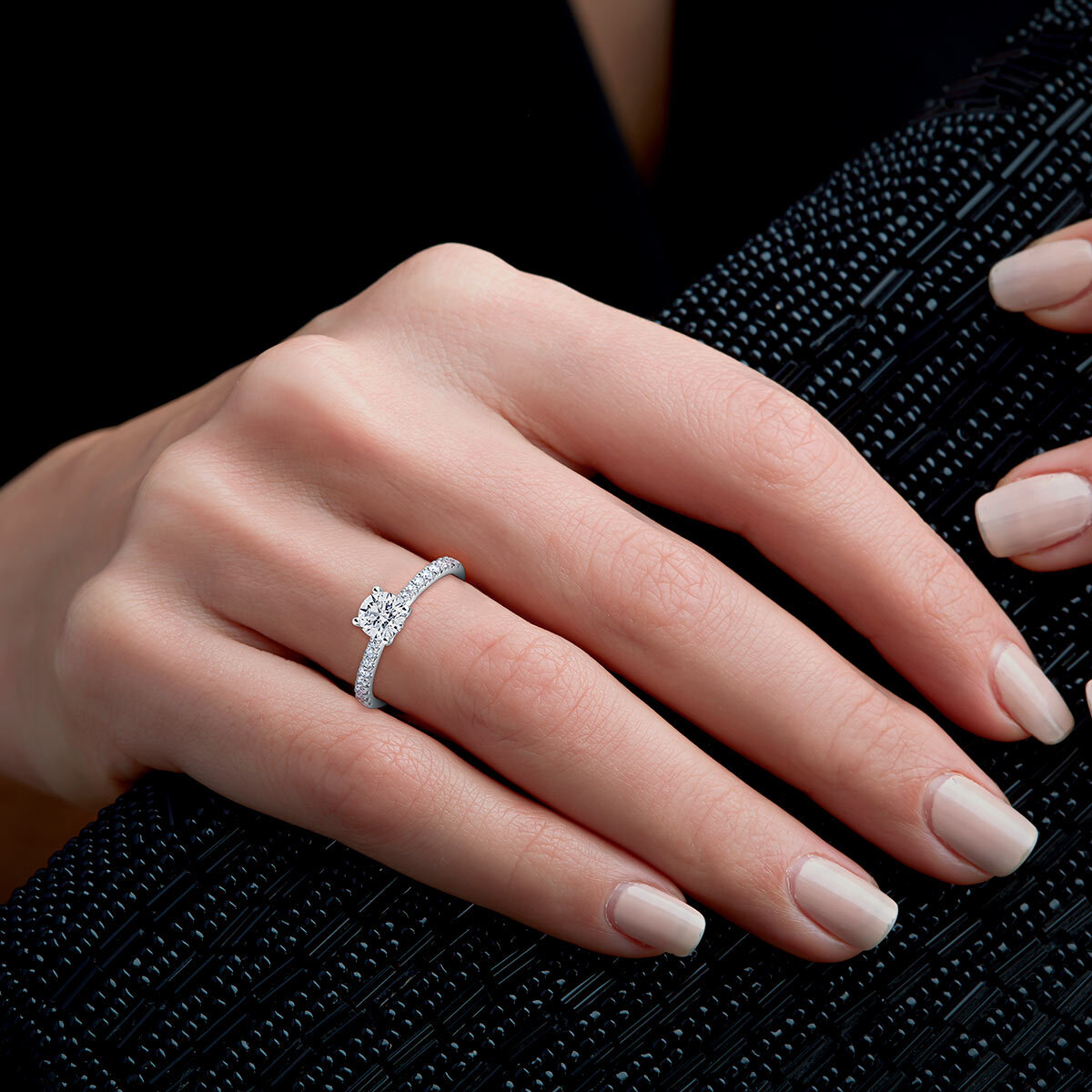 1.00ctw Round Brilliant Cut Diamond Ring, Platinum