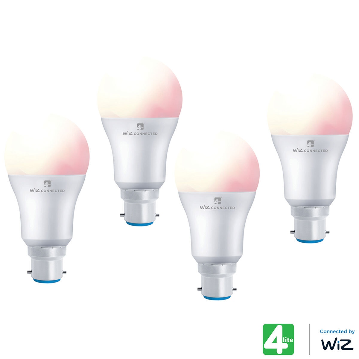 4lite WiZ Connected B22 Colour Smart Bulbs, 4 Pack