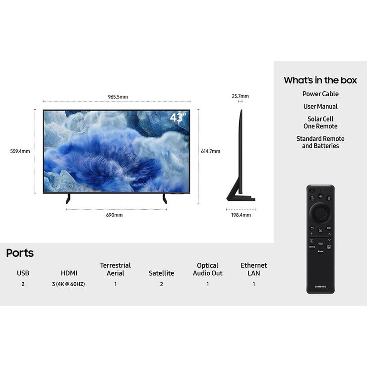 Samsung QE43Q8FAAUXXU 43 Inch QLED 4K Ultra HD Smart TV