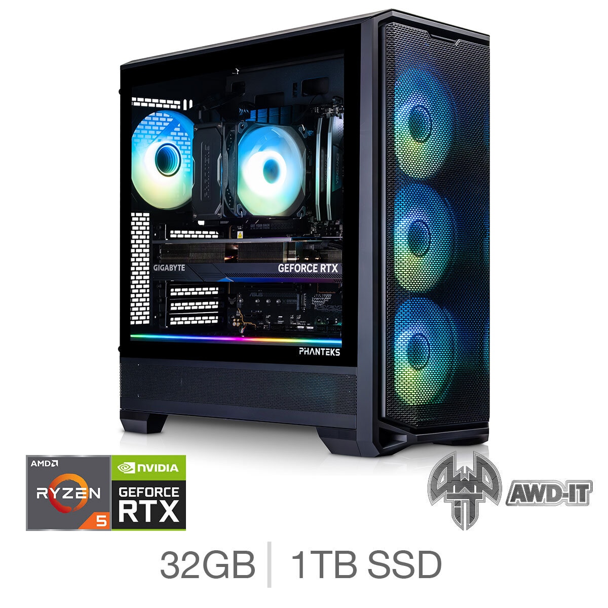 AWD-IT Phantom 5, AMD Ryzen 5, 32GB RAM, 1TB SSD, NVIDIA AWD-IT Phantom 5, AMD Ryzen 5, 32GB RAM, 1TB SSD, NVIDIA
