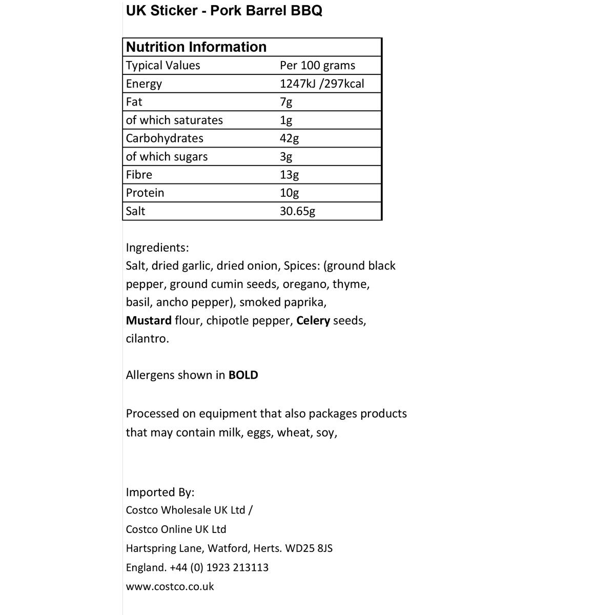 Nutritional Information