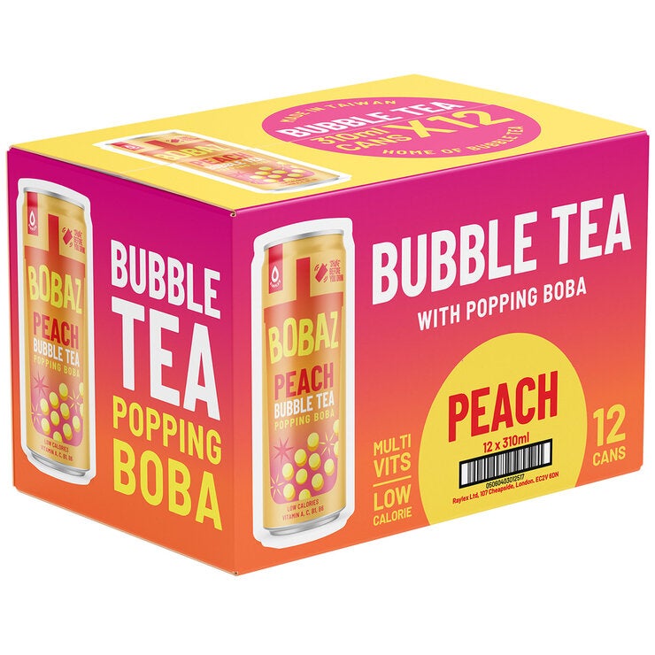 Bobaz Bubble Tea Peach, 12x310ml Bobaz Bubble Tea Peach, 12x310ml