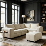 Harper Cream 5 Piece Modular Fabric Sofa with Ottoman Harper Cream 5 Piece Modular Fabric Sofa with Ottoman