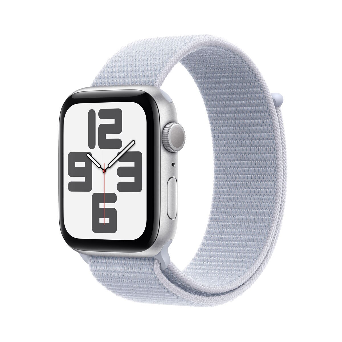 Apple Watch SE GPS, 44mm Silver Aluminium Case with Storm Blue Sport Band Loop, MXET3QA/A
