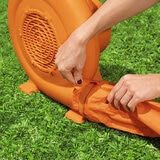 Lifestyle image of a woman setting up the water park
