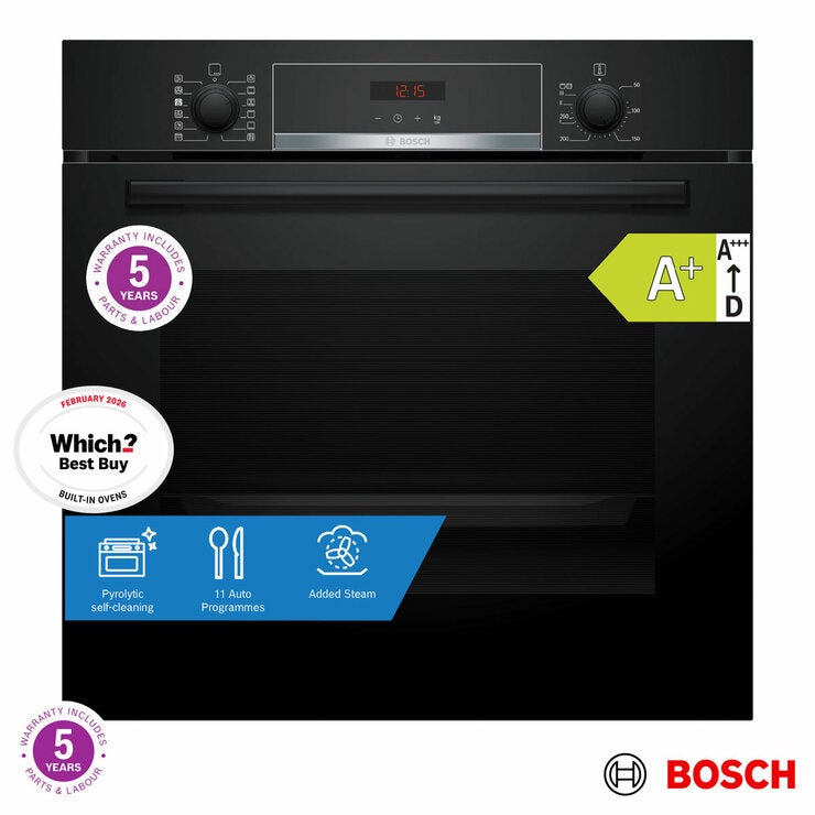 Bosch Series 4 HQA574BB3B Built In Single Oven, A+ Rated in Black Bosch Series 4 HQA574BB3B Built In Single Oven, A+ Rated in Black
