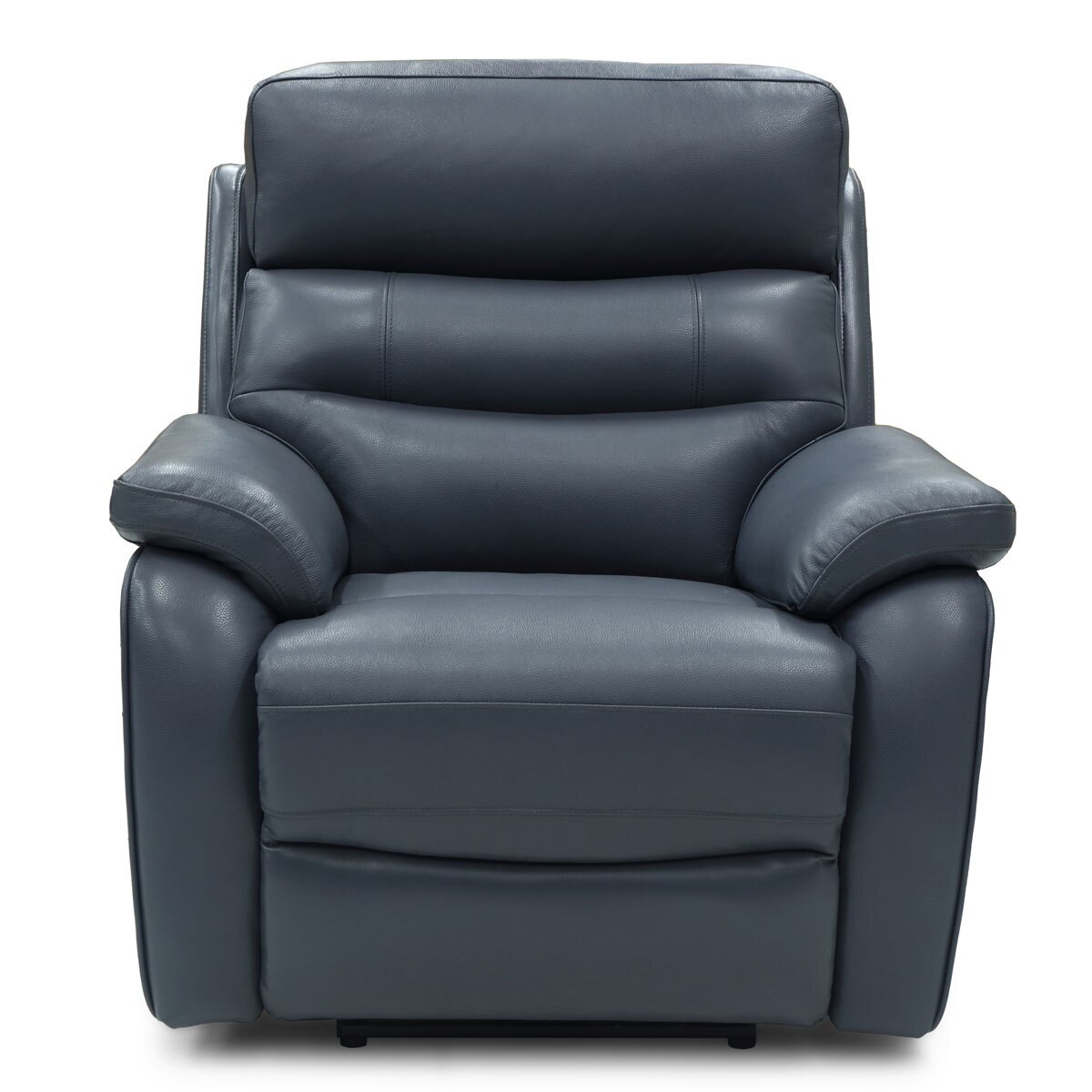 Fletcher Blue Leather Power Recliner Armchair with Power Headrest