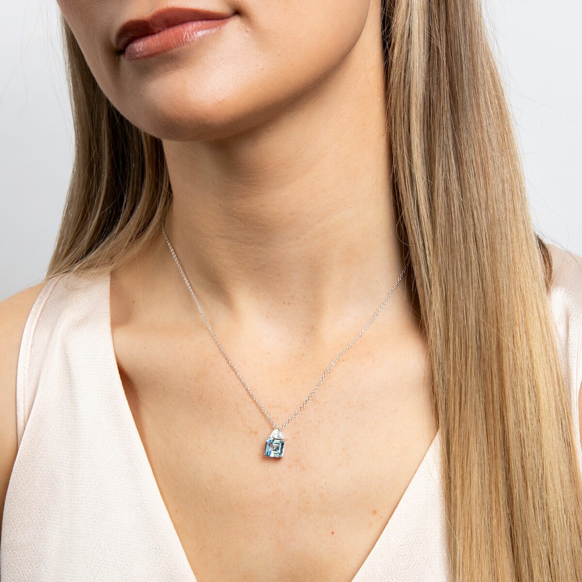 Diamonfire Square Cut Blue Zirconia Necklace