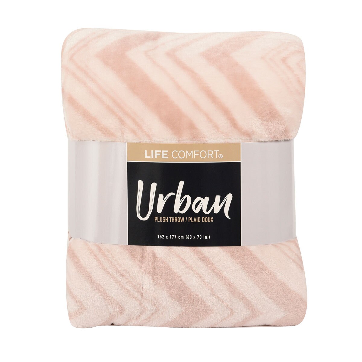 Life Comfort Urban Plush Throw in Pink Stripes, 152 x 177 cm Cos...