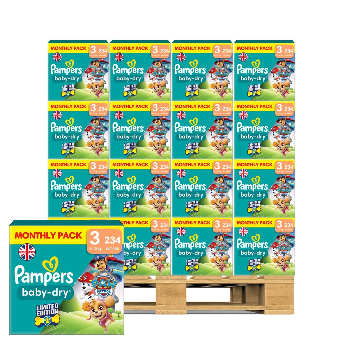 Pampers Paw Patrol Baby Dry Size 3, 32 x 234 Pack