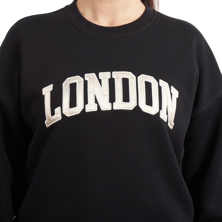 Elle Sport Women's Fleece Cities Crewneck Sweater in Black
