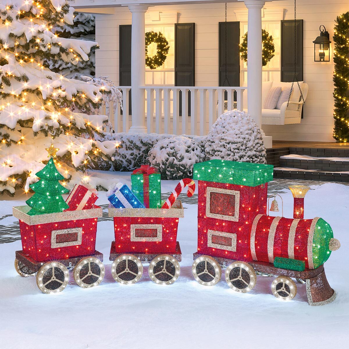 3 Piece Indoor / Outdoor Christmas Train Set with LED Lights