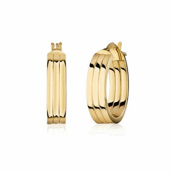 14ct Yellow Gold Tri Hoop Earrings