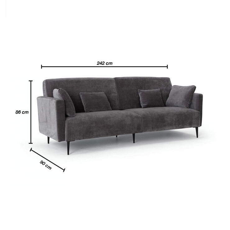 MOONAP Monroe Dark Grey Fabric 4 Seater Sofa MOONAP Monroe Dark Grey Fabric 4 Seater Sofa