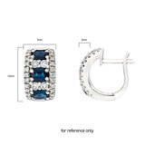 Oval Blue Sapphire and 0.45ctw Diamond Hoop Earrings, 18ct White Gold