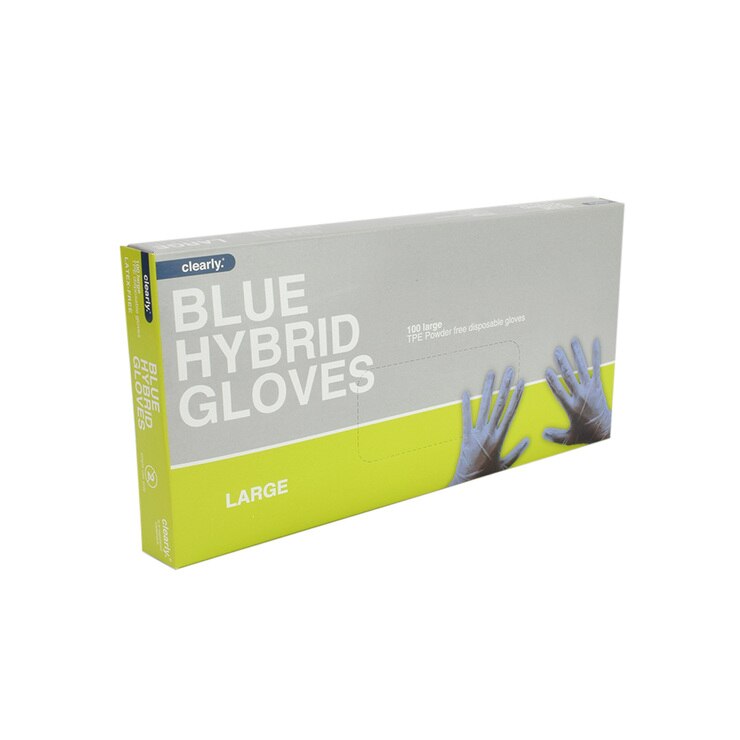 Clearly Professional Blue Hybrid Gloves Medium , Pack of 100 Clearly Professional Blue Hybrid Gloves Medium , Pack of 100