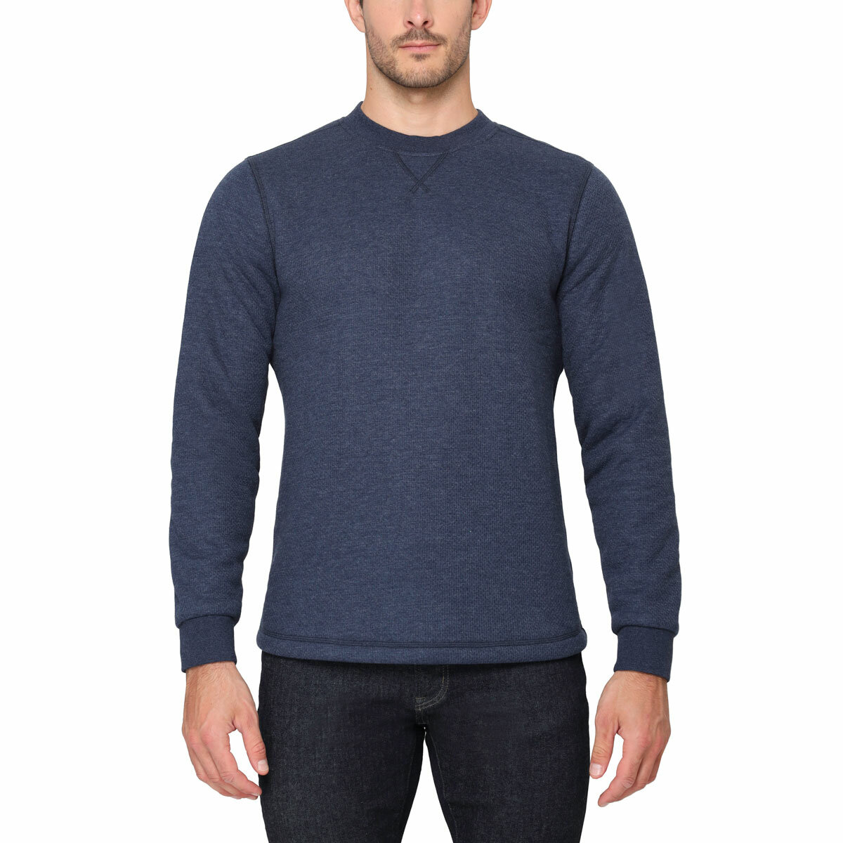 BC Clothing Men's Waffle Crew Sweater in Blue