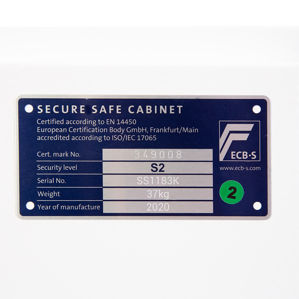 Close up image of safe door on white background