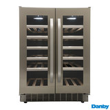 Danby DWC120KD1BSS, 40 Bottle French Door Freestanding, Dual Zone Wine Cooler in Stainless Steel