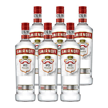 Smirnoff No. 21 Red Label Vodka £16.99 PMP, 6 x 70cl