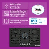 Bosch Series 6 PPQ7A6I40, Tempered Glass 75cm Gas Hob in Black Bosch Series 6 PPQ7A6I40, Tempered Glass 75cm Gas Hob in Black