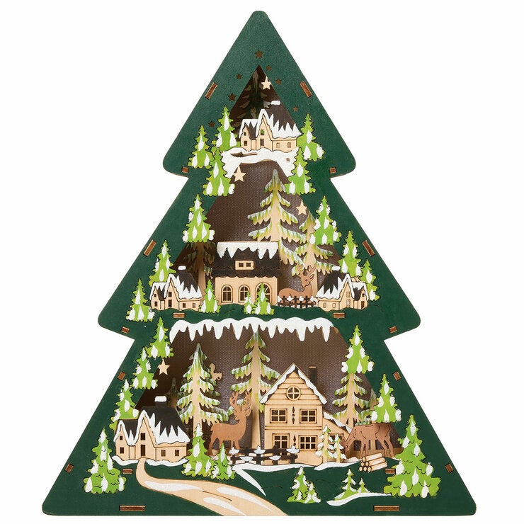 Light Up Wooden Holiday Icons-Set Of 2