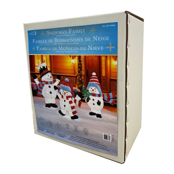 4ft (1.2m) Snowman Family with LED Lights - Set of 3